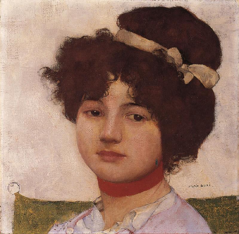Max Buri Kopf eines jungen Madchens mit Hals-und Haarband Spain oil painting art